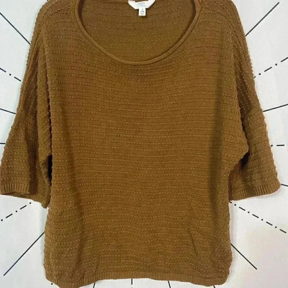 Time and Tru Women’s Textured Brown Boatneck Boho Knit Sweater - Picture 3 of 7